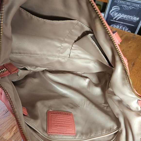 Coach Leather Satchel Shoulder Bag Purse Coral Top Zip D1371 F23684 - Picture 5 of 11